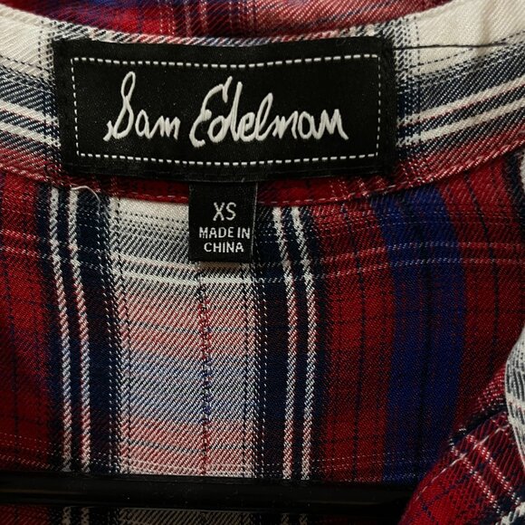 Sam Edelman Flannel Shirt Pockets Split Back Fall Size XS - Picture 8 of 8